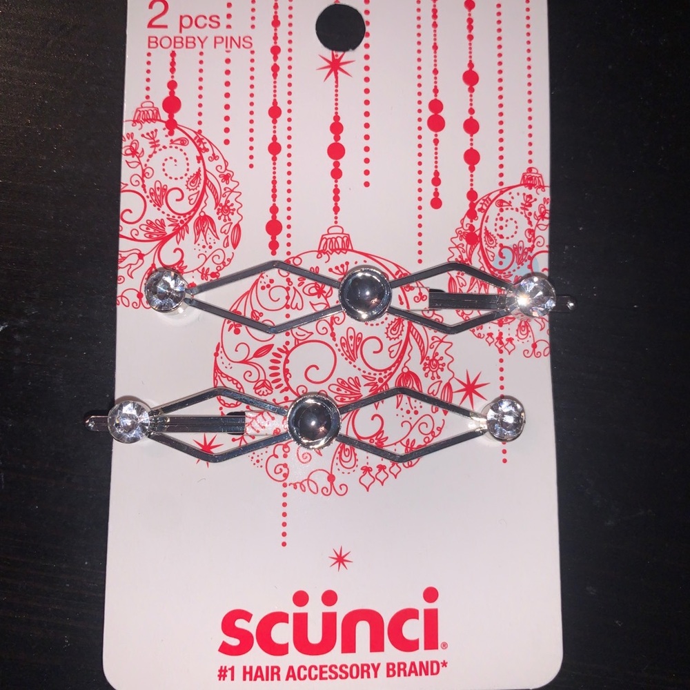 Two (2) scünci Bobby Pins with Crystal Accents NWT